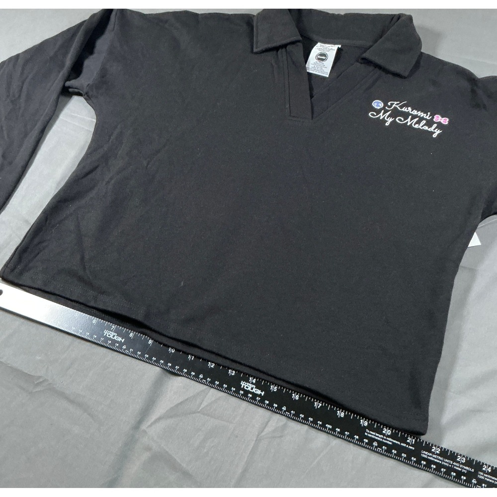 Sanrio Kuromi My Melody Black Polo Sweatshirt Long Sleeve Graphic Size Large - Picture 2 of 14